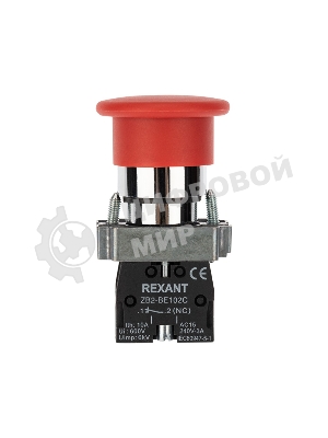 Кнопка Rexant XB2-BS грибок красная NC