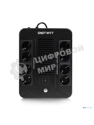 Источник бесперебойного питания SMARTWATT UPS SAFE PRO 1000 черный 1000/600 ВА/Вт, линейно-интерактивный, напольный/настенный, LED индикация, Shuko CEE7/4 - 8 шт. (4 шт. с резервным питанием, 4 шт. - сетевой фильтр)