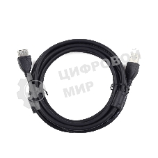 Кабель Gembird/Cablexpert USB 2.0 Pro AM/AF, 3м, экран, 2феррит.кольца, черный, пакет