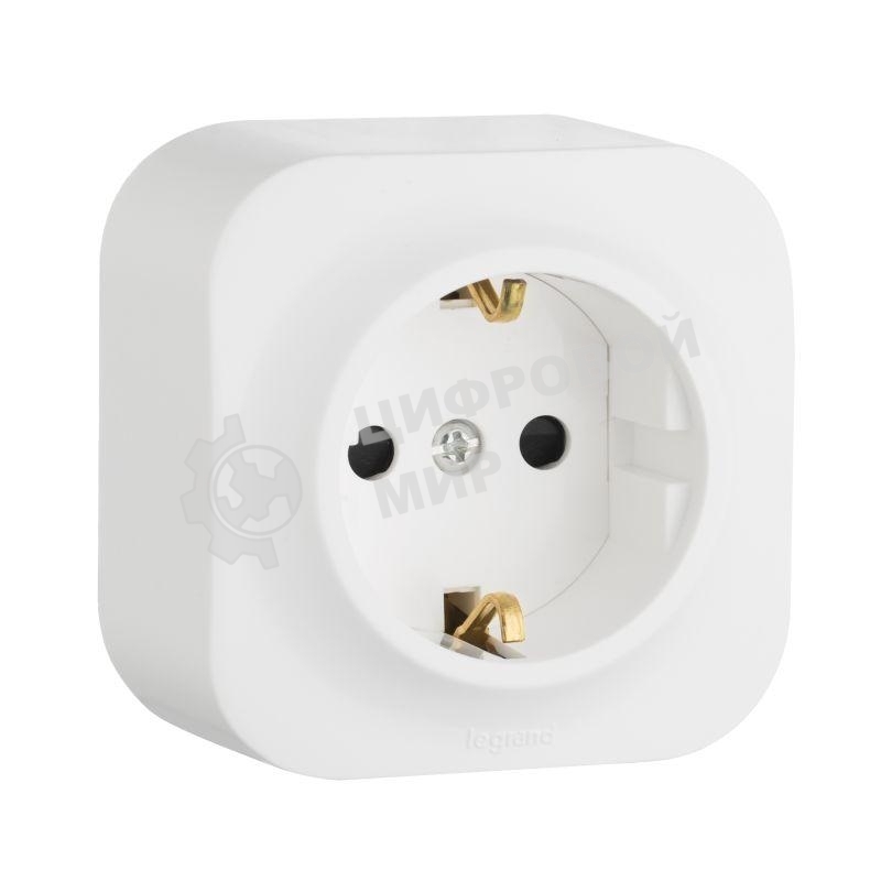 Розетка 1-м ОП Quteo 16А с заземл. белый Legrand 782211
