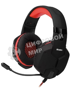 Игровые стереонаушники с микрофоном SVEN AP-G988MV, черный-красный Игровые стереонаушники с микрофоном SVEN AP-G988MV, черный-красный