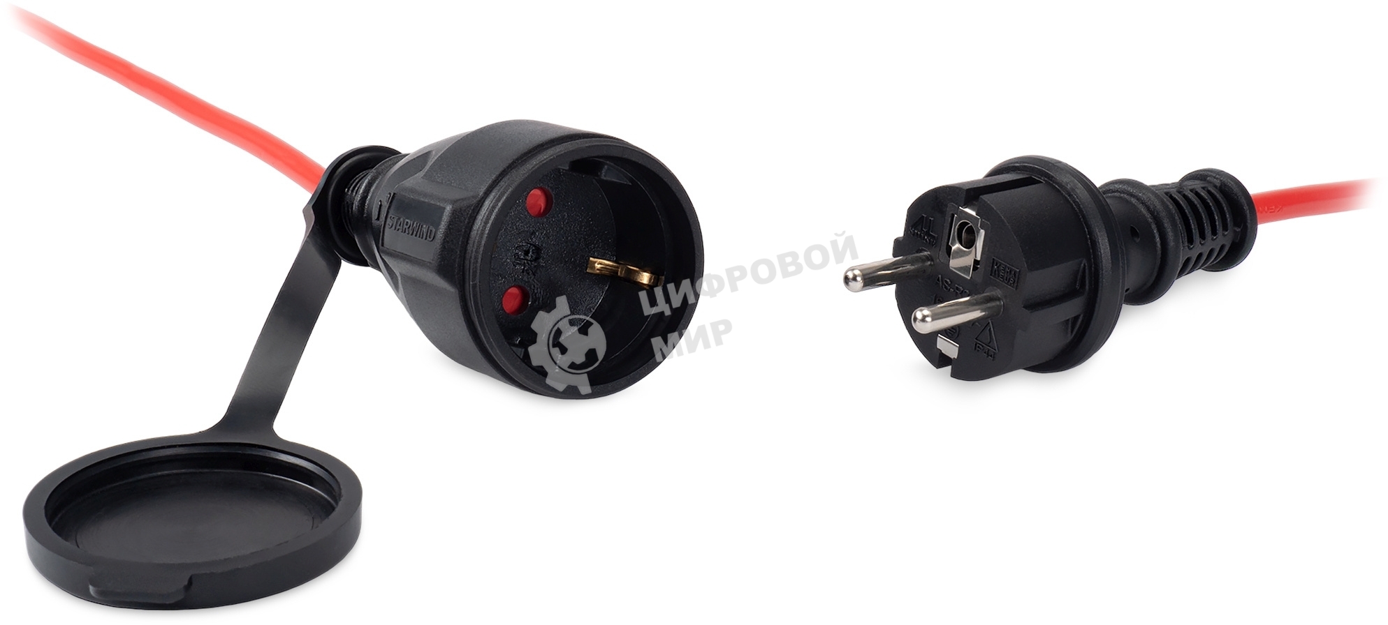 Удлинитель силовой Starwind ST-PS1.20/R-16 3x1.0 кв.мм 1 розет. 20 м ПВС 16A без катушки красный