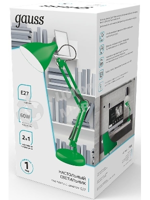 Светильник Gauss GT0033 настольный на струбцине/основание E27 зеленый 60Вт