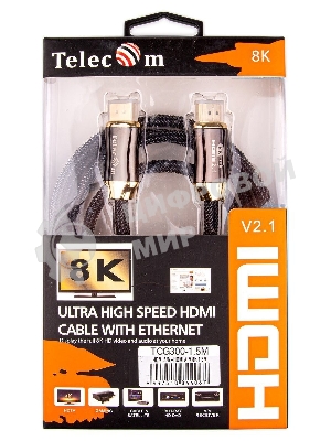 Кабель HDMI-HDMI 1M V2.1 TCG300-1M TELECOM