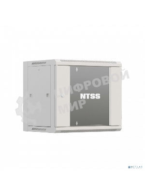 Шкаф коммутационный NTSS Премиум (NTSS-W12U6060GS-2) настенный 12U 600x600 мм пер. дв. стекл 60 кг серый IP20 сталь