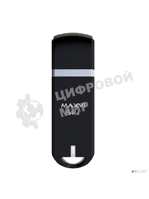 Флешка USB R/W Maxvi P3 64Gb USB 2.0 black, монолит с колпачком, ABS пластик