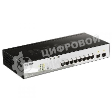 Коммутатор D-Link DGS-1210-10P/ME/B1A Управляемый 2 уровня с 8 портами 10/100/1000Base-T с поддержкой PoE и 2 портами 1000Base-X SFP