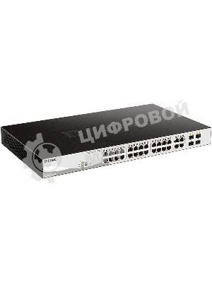 Коммутатор D-Link DGS-1210-28MP/FL1A, L2 Managed Switch with 24 10/100/1000Base-T ports and 4 100/1000Base-T/SFP combo-ports (24 PoE ports 802.3af/802.3at (30 W), PoE Budget 370 W).8K Mac address, 802.3x Flow C