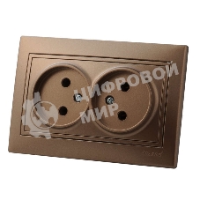 Розетка 2-м СП Мира 16А IP20 без заземл. керам. свет. корич. перламутр LEZARD 701-3131-128