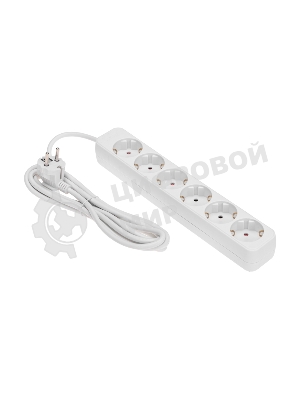 Удлинитель STANDARD 6 гнезд, 3м, 3х1,0мм², с/з, белый REXANT