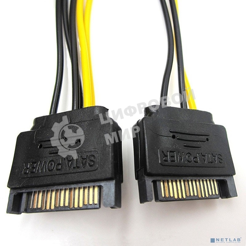 Переходник питания для PCI-Ex видеокарт ORIENT C588 2 x SATA 15pin (M) -> 8pin (6pin+2pin)
