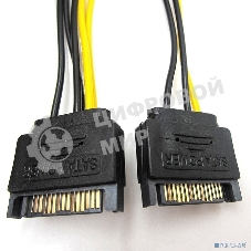 Переходник питания для PCI-Ex видеокарт ORIENT C588 2 x SATA 15pin (M) -> 8pin (6pin+2pin)