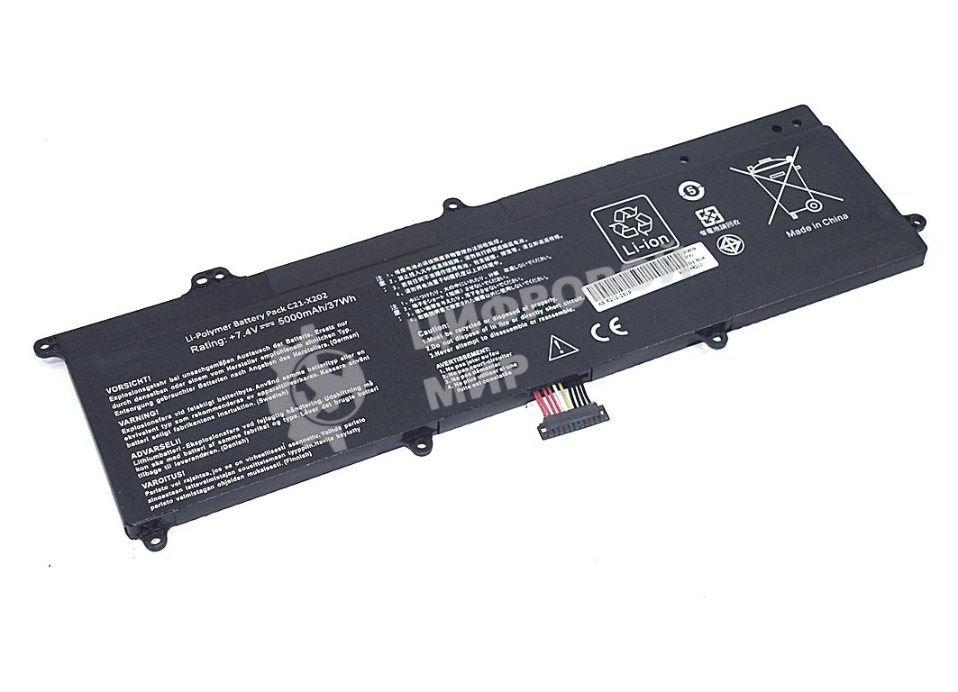 Аккумуляторная батарея для ноутбука Asus X202 7.4V 5000mAh OEM черный