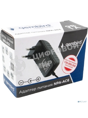 Адаптер питания Gembird NPA-AC6, 9В/1А, 1 штекер 5,5х2,5мм