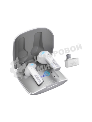 Гарнитура ASUS ROG Cetra True Wireless SpeedNova белый, беспроводная, радиоканал, до 26 ч, совместимость с PS5