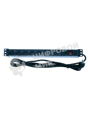 Блок розеток 19 (8шт)PDU с LED выкл.алюм.профиль 1U шнур 2м вилка DIN49440 (нем.станд.) PH12-8D1 ITK