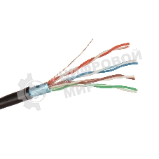 Кабель Exegate FTP 4 пары кат.5e, медь, экран, внешн. прокладка, без троса, бухта 305м, черный, PE