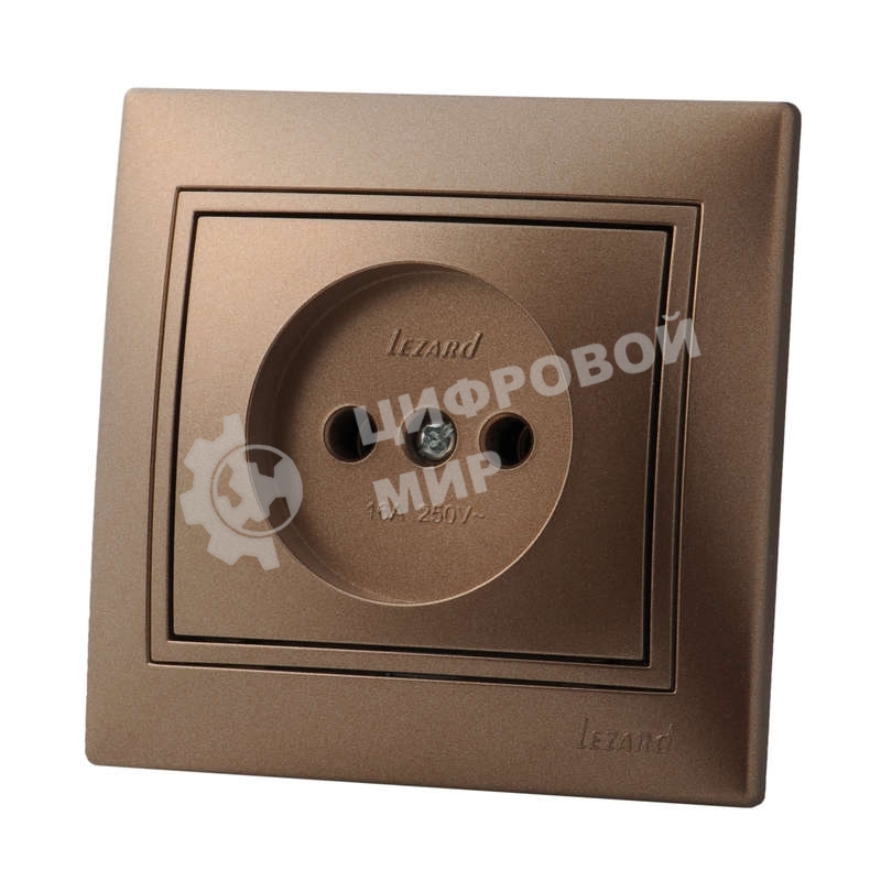 Розетка 1-м СП Мира 16А IP20 без заземл. керам. свет. корич. перламутр LEZARD 701-3131-121