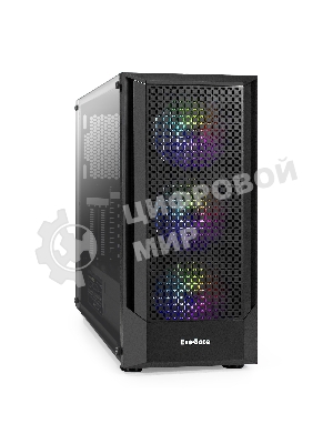 Компьютерный корпус Miditower ExeGate EVO-8227-NPX600 (ATX, БП 600NPX с вент. 12см, 2*USB+1*USB 3.0+HD Audio, черный, 3 вент. RGb, закаленное стекло)