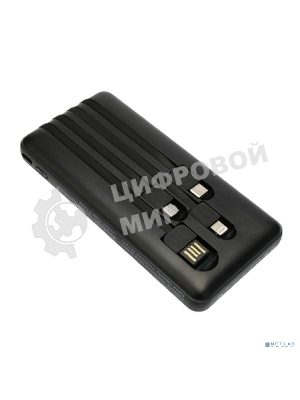 Портативный аккумулятор Gembird GPB-10C, 10000мА·ч, 2A, 4 встроенных кабеля, черный