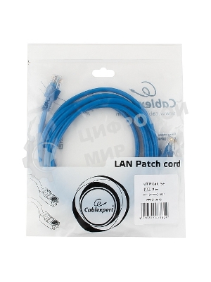 Патч-корд UTP Cablexpert cat.5e, 2м, литой, многожильный, синий