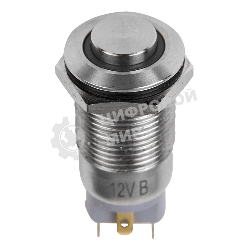 Кнопка антивандальная Rexant Ø12 12В Б/Фикс (2с) (ON)-OFF синяя