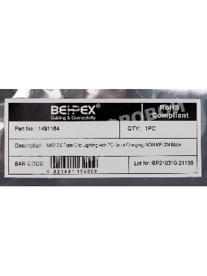 Кабель PD quick charge USB Type-C (m)-Lightning (m) 2м черный