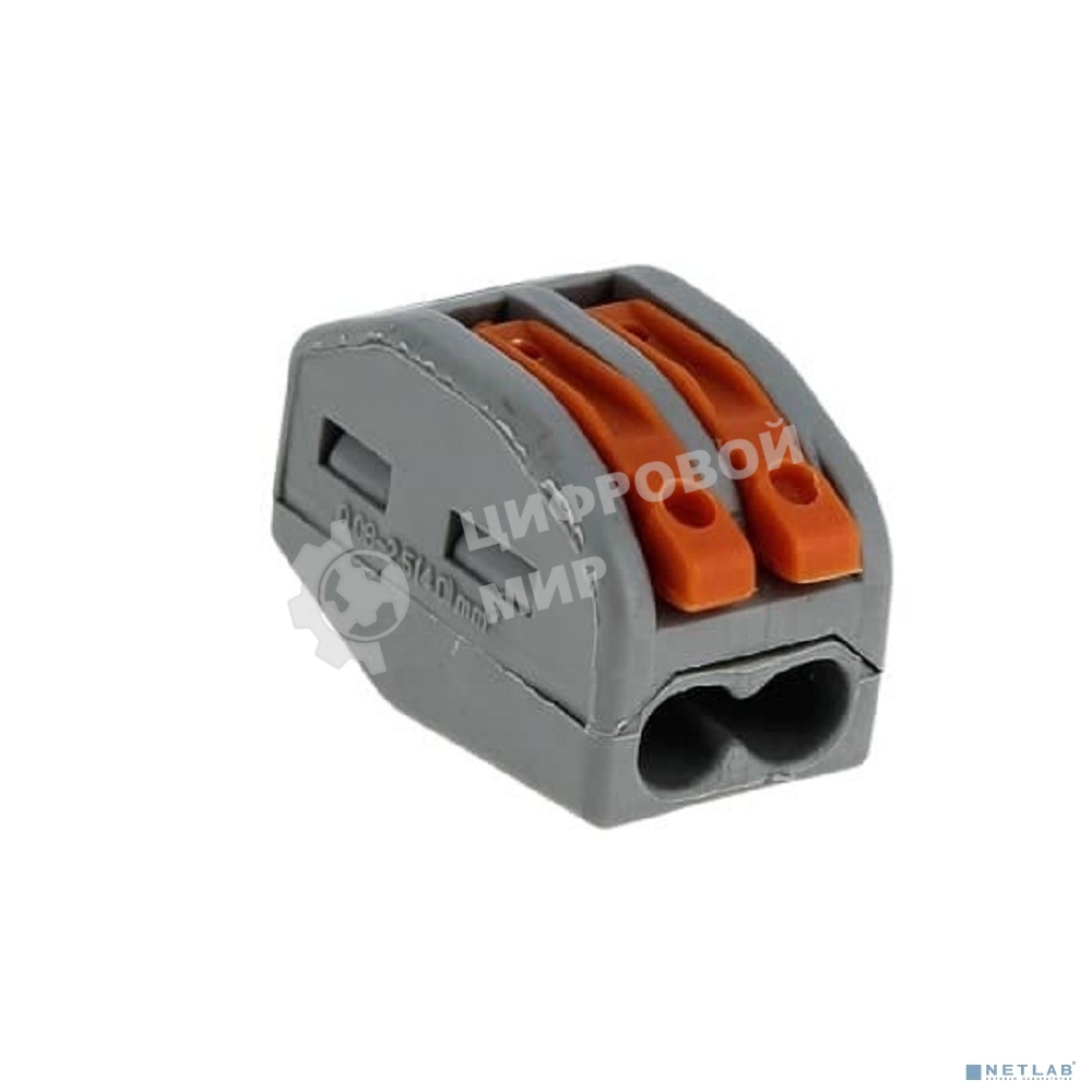 Строительно-монтажная клемма СМК 222-412 с рычагом 2 отверстия 0,08-2,5 мм2 EKF PROxima