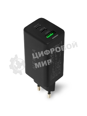 Сетевое зарядное устройство NERPA PD333CBX 65W GaN PD+QC3.0, 2xUSB-C, 1xUSB-A, USB-C - USB-C 100W cable 1.5m черный, EU plug, BOX