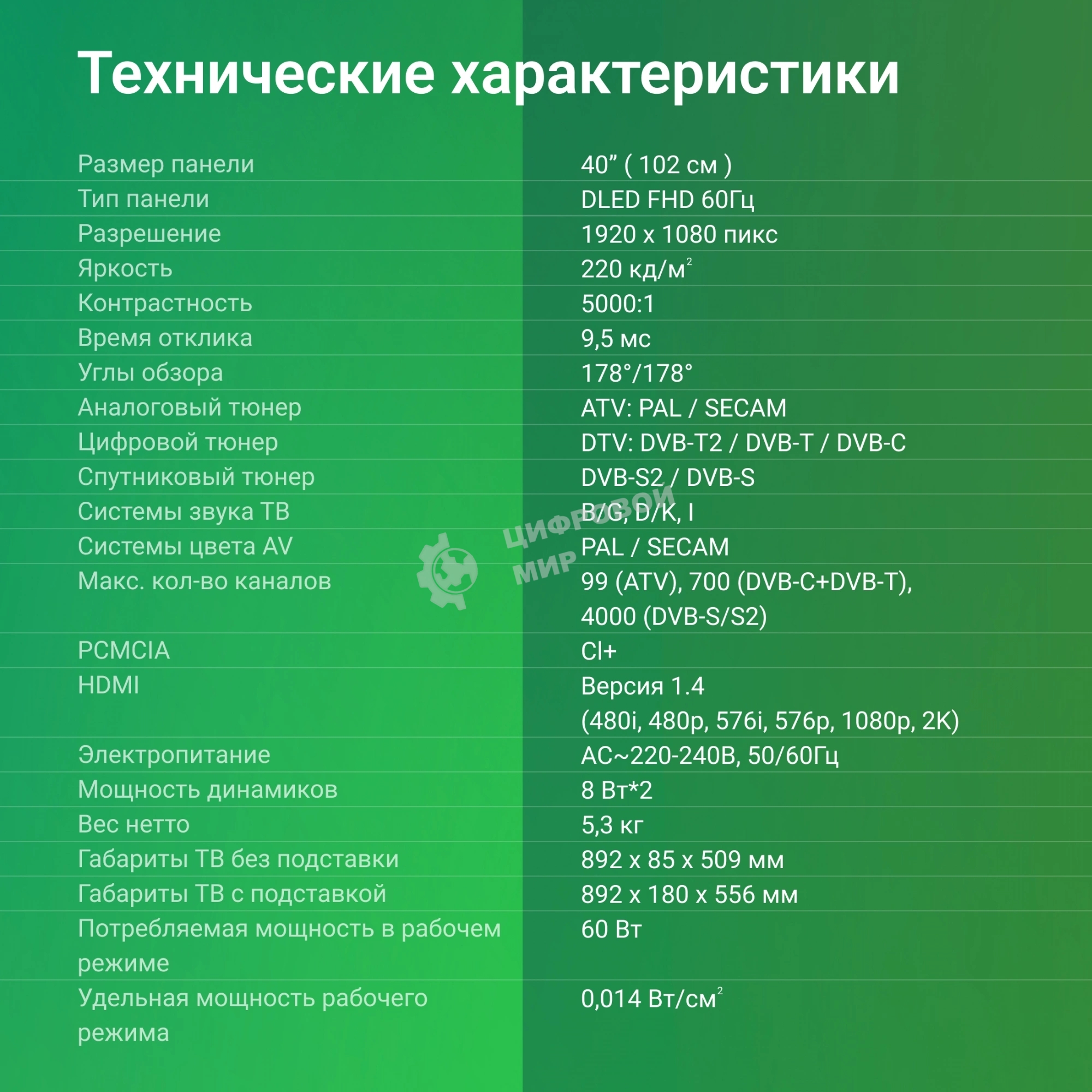 Телевизор Digma 40