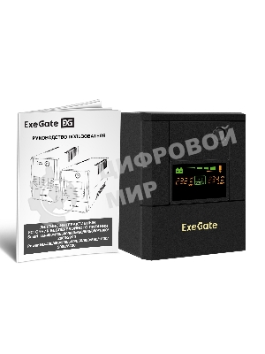 Источник бесперебойного питания ExeGate Smart LB-2200.LCD.AVR.8C13 (2200VA/1300W, цветной LCD, AVR, 8*C13, батарея 12V 9Ah - 2 шт., металлический корпус, Black)