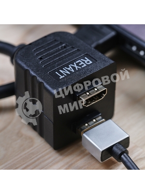 Переходник Rexant штекер HDMI - 2 гнезда HDMI с проводом, черный (10 шт./уп.)