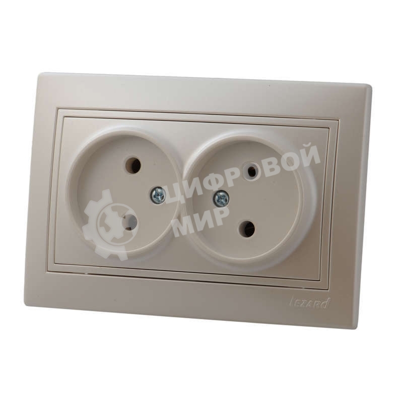 Розетка 2-м СП Мира 16А IP20 без заземл. керам. жемчуж. белый перламутр LEZARD 701-3030-128