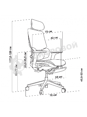 Кресло Cactus CS-CHR-MC01-BLBK синий, сетка, подголовник, подставка для ног