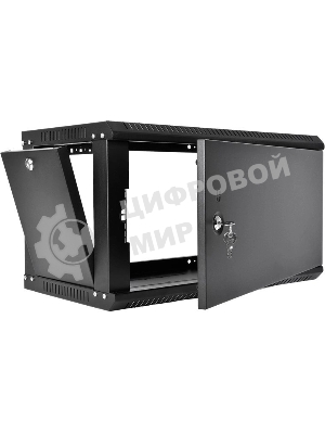 Шкаф телекоммуникационный настенный разборный ЦМО ЭКОНОМ 6U (600 x 350) дверь металл, черный (ШРН-Э-6.350.1-9005)