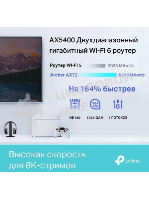 Маршрутизатор TP-Link Archer AX72 AX5400 Dual-Band Wi-Fi 6 Router