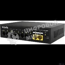 Коммутатор неуправляемый Tenda S110GPC PoE, 10 портов, 8x100 Мбит/с, 2х1 Гбит/с, PoE 8х30 Вт (до 80 Вт), настольный
