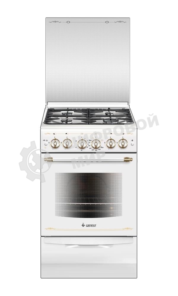 Плита газовая Gefest ПГ 5100-02 0181 белый, конфорок 4 шт, духовка 52 л, 50 см x 85 см x 58.5 см