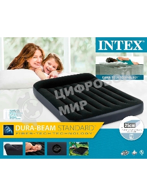 Надувной матрас 64142, Intex, 137х191х25см с подголовником, до 272кг, уп.3