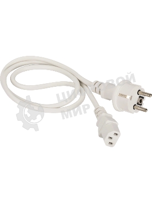 Шнур питания Lanmaster C13-Schuko прямая, 3х0.75, 220В, 10А, белый, 2 метра