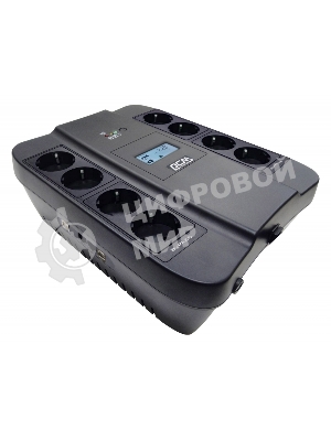 Источник бесперебойного питания Powercom Back-UPS SPIDER, Line-Interactive, LCD, AVR, 1100VA/605W, Schuko, USB, черный (1452054)