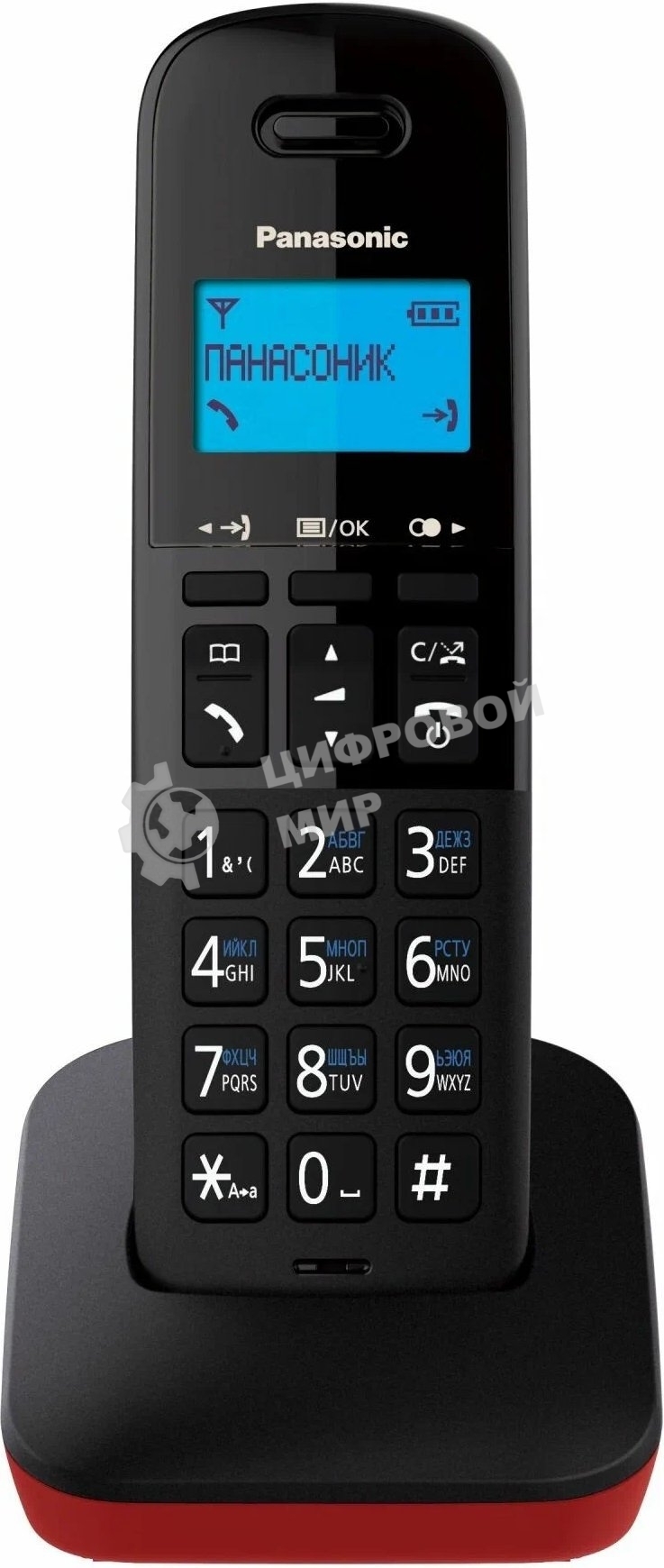 Телефон беспроводной (DECT) Panasonic KX-TGb610RUR, Монохромный, АОН, черный/красный