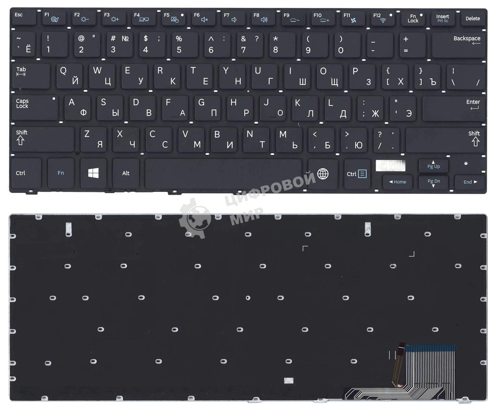 Клавиатура для ноутбука Samsung NP730U3E NP740U3E черная с подсветкой