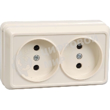 Розетка 2-м ОП Октава 10А IP20 без заземл. крем. IEK ERO20-K33-10-DC