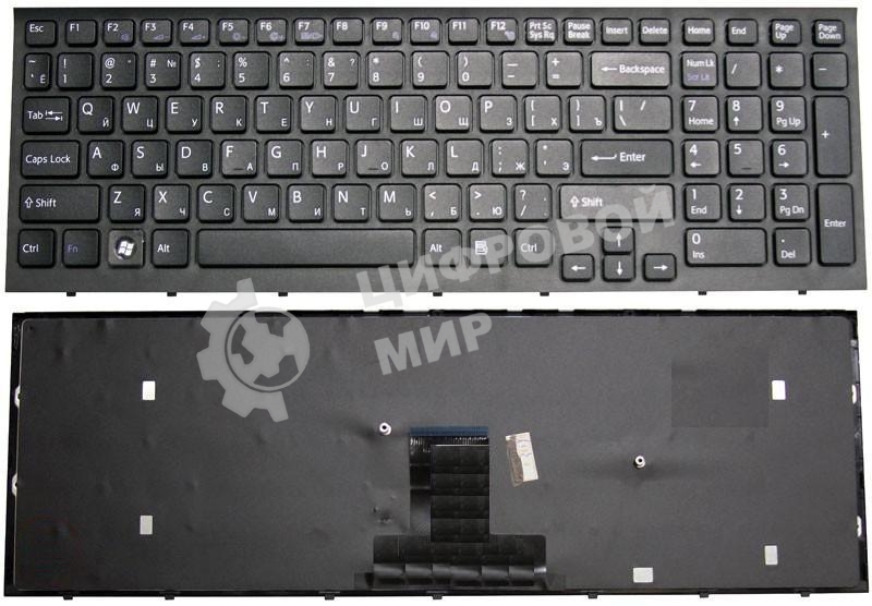 Клавиатура для ноутбука Sony Vaio VPC-EB черная с черной рамкой