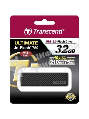 Флешка USB Transcend JetFlash 780 (TS32GJF780), 32Gb, USB 3.0, R/W 210/75, черный/серебристый