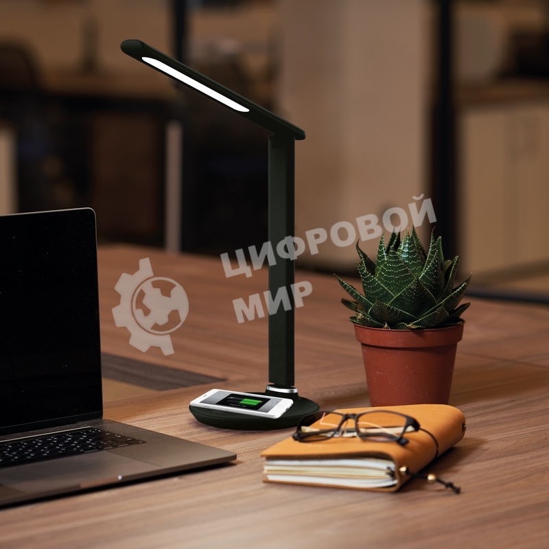 Светильник настольный Rexant Status LED, USB-зарядка устройств, 2700-6500 К, диммирование, 220 В, эффект тиснения под кожу