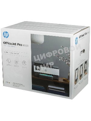МФУ струйное HP OfficeJet 8023 (1KR64B), A4, цвтной, печ. до 20 стр/мин. (ч/б), до 10 стр/мин. (цвет), скан. до 8 стр/мин. (ч/б) 3.5 стр/мин. (цвет), 1200 x 1200 dpi, USB, RJ-45, Wi-Fi, Air Print