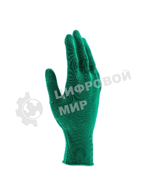Перчатки из синтетической нити, ПВХ точка, 13 класс, изумрудный, L Россия