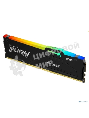 Оперативная память Kingston Fury Beast, DDR5, 16Gb (1x16Gb), 6000MHz, CL30, DIMM, с радиатором, RGB, черный